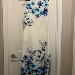 Floral Maxi Dress in Blue and White